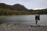 Adventure Flow Art Guide Lindsay Carron Along a Glacier-Fed Lake in Juneau, Alaska